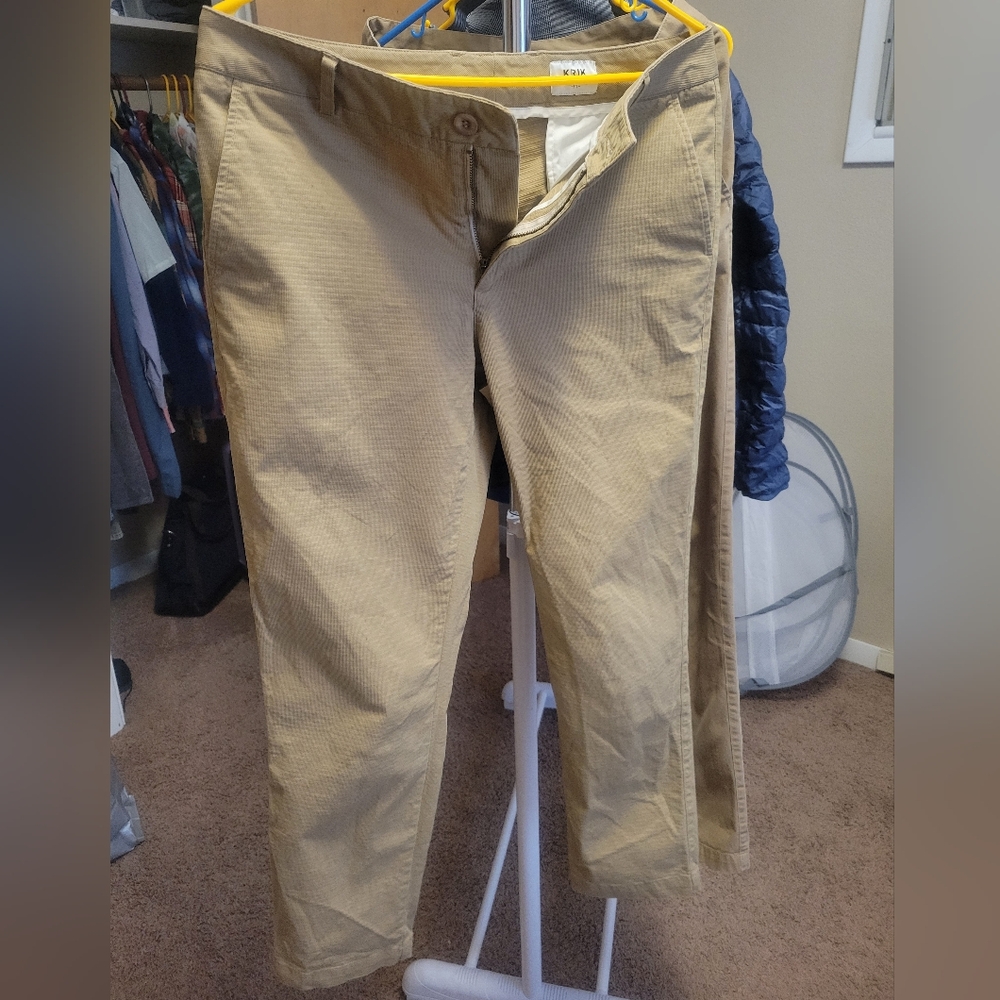 Slim Khaki Waffle Pants